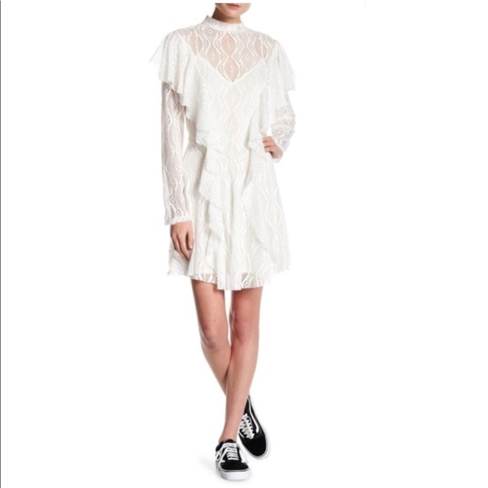 Free People Ivory Mock Neck Lace‎ Dress